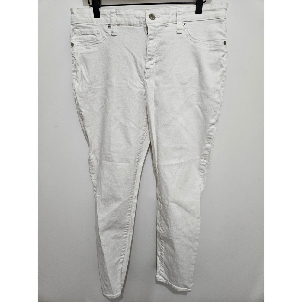 Lucky Brand Ava Skinny White Denim Jeans Womens 14/32 Mid Rise Stretch Skinny
